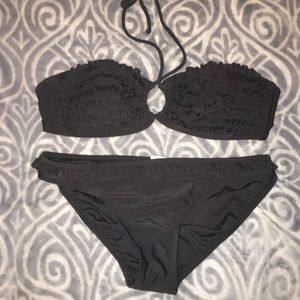 Black ruffle bathing suit